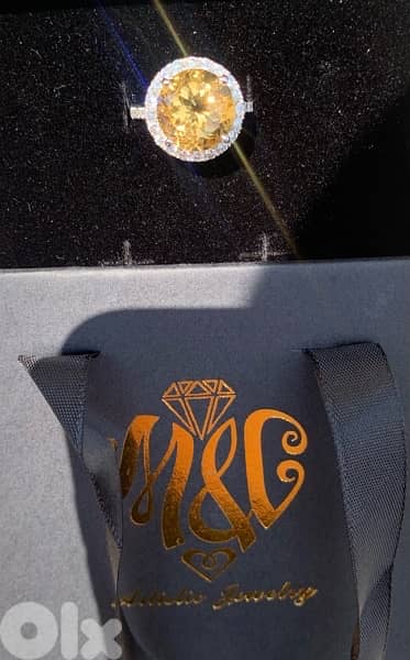 Natural Citrine and Diamond ring 0