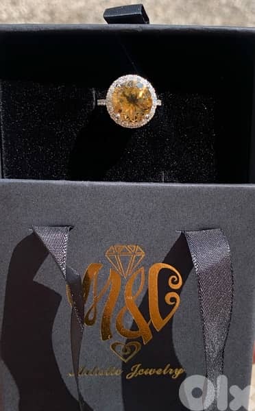Natural Citrine and Diamond ring 1