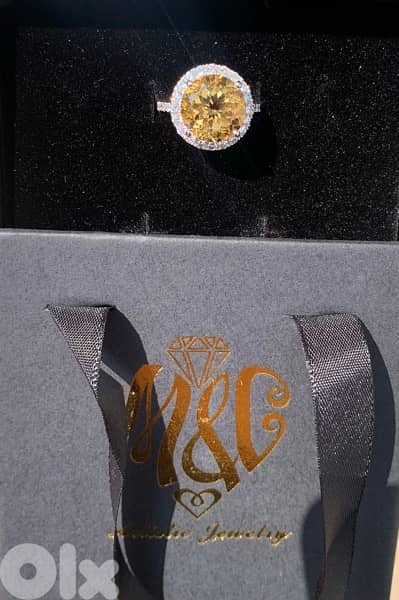 Natural Citrine and Diamond ring 9