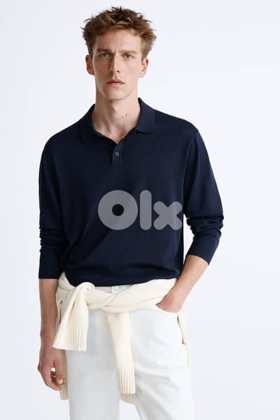 ZARA Long sleeve Knit Polo Shirt