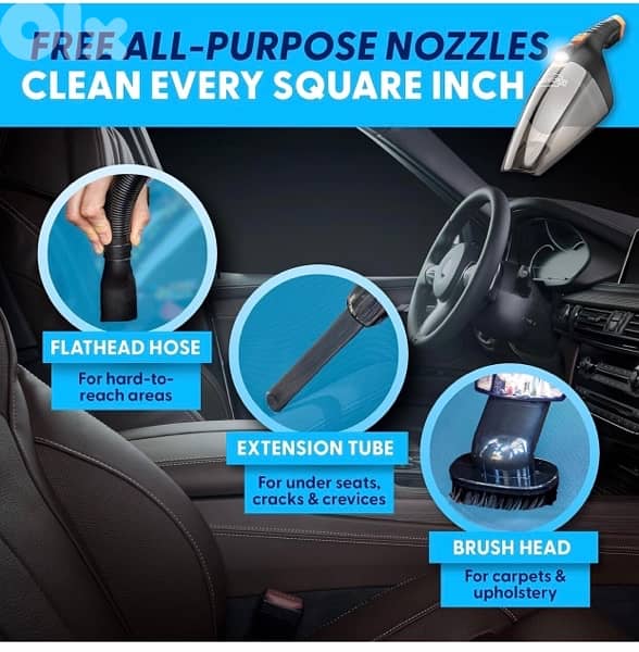 Car Cleaner Vacuum LED Light, Double HEPA Filter 6