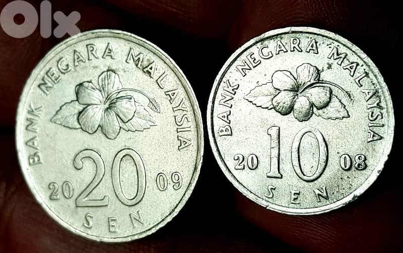 two pieces of sen from bank negara malaysia 2 pieces both for 5 usd 0