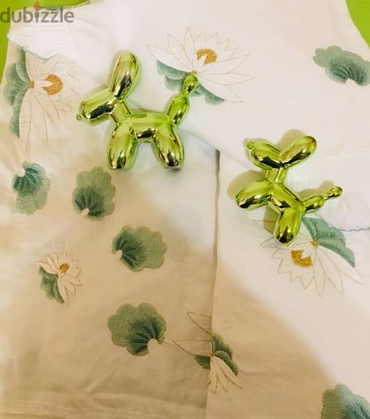 شعل يد تطريز  شرشف  سرير كتان رجراج 0