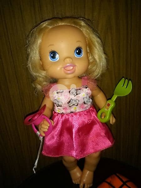 BABY ALIVE Hasbro As new doll+Pacifier+Basket anti stress ball+Fork=24 0