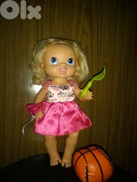 BABY ALIVE Hasbro As new doll+Pacifier+Basket anti stress ball+Fork=24 4