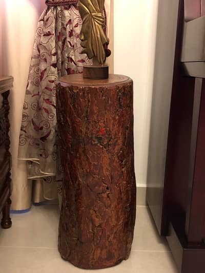 2 tree branches , serving as tables