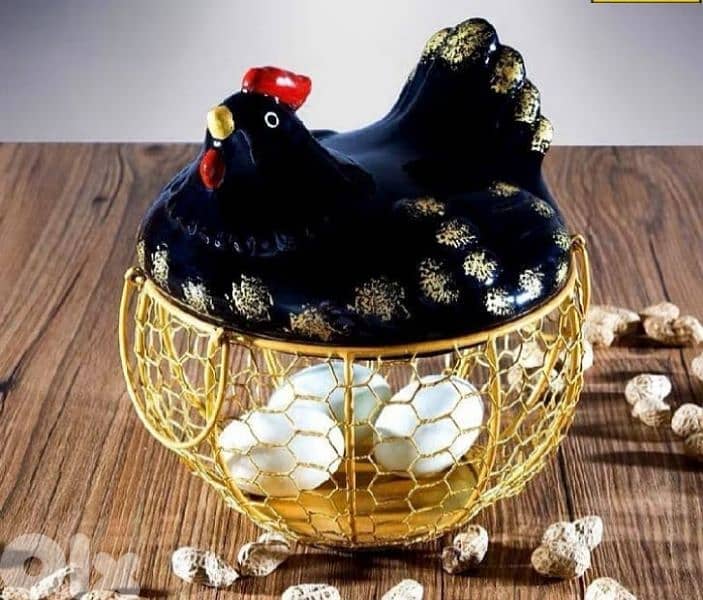 stunning ceramic and steel eggs basket 0