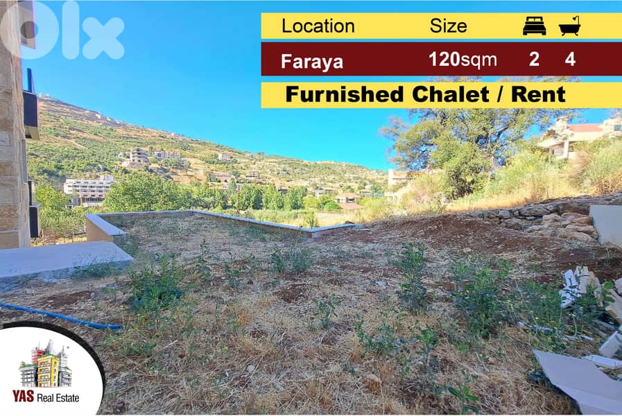 Faraya 120m2 | 40m2 Garden | New | Fully Furnished | Rent | View | 0