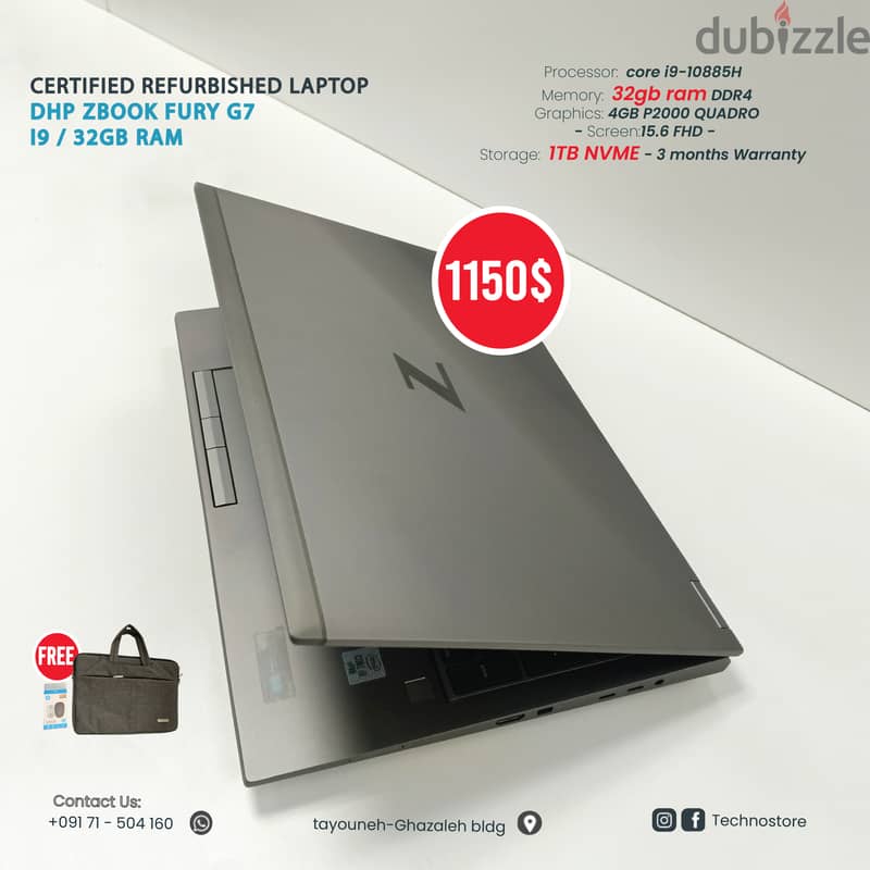 i9 32GB Hp Zbook Laptop Certified Refurbished Fury G7 Workstation 2
