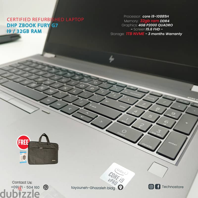 i9 32GB Hp Zbook Laptop Certified Refurbished Fury G7 Workstation 3