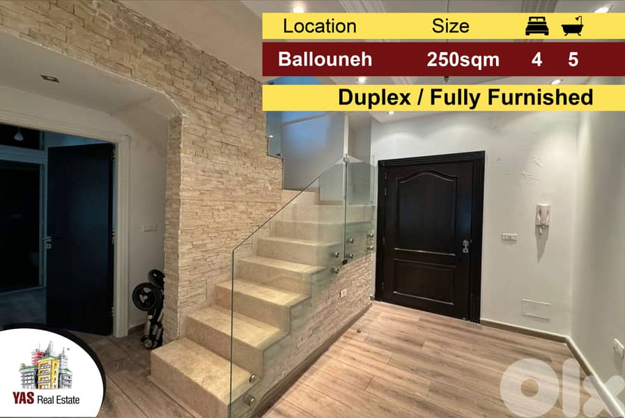 Ballouneh 250m2 | 50m2 Terrace | Duplex | Fully Furnished | Catch | 0
