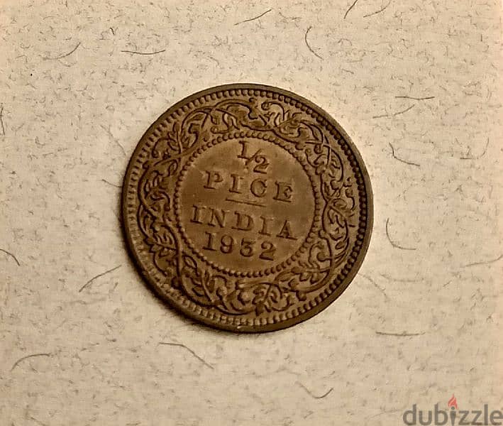 1932 British India King George V half Pice 1