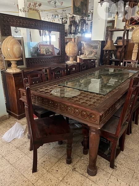 solid wood teak dining with 14 chair mirror and dersoir 2