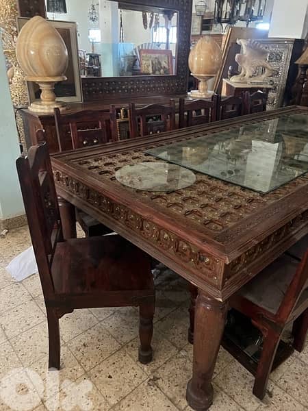 solid wood teak dining with 14 chair mirror and dersoir 3