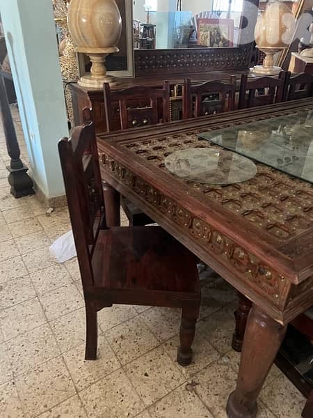 solid wood teak dining with 14 chair mirror and dersoir 4