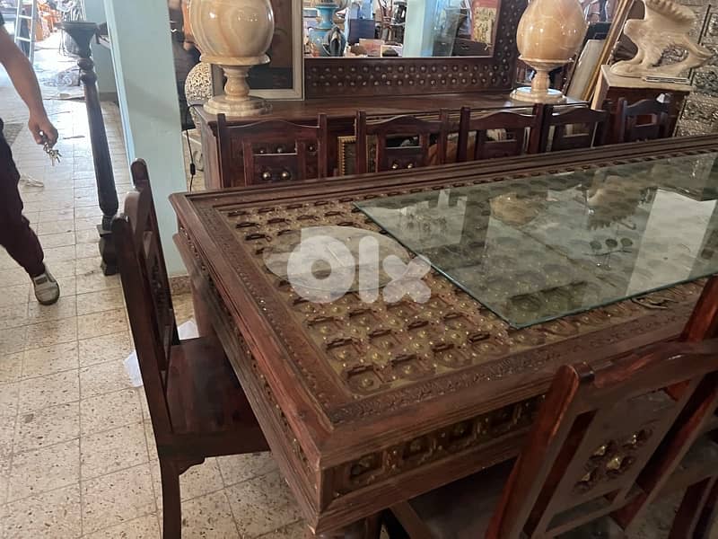 solid wood teak dining with 14 chair mirror and dersoir 9