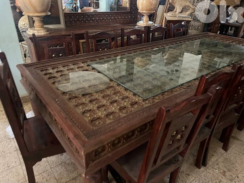 solid wood teak dining with 14 chair mirror and dersoir 10