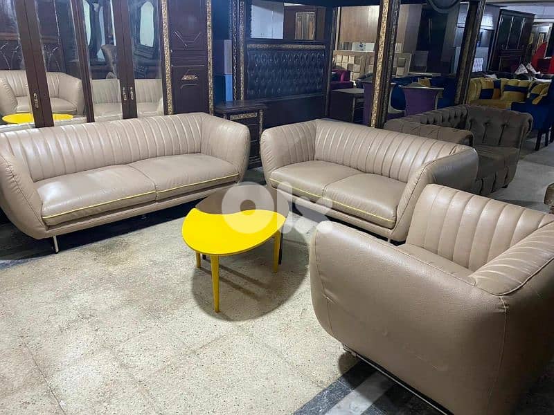 طقم كنبايات جلد اصلي شغل home centre 3