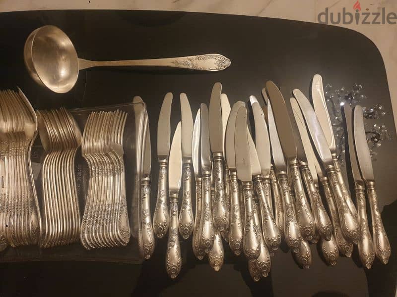 طقم روسي فضة كامل ٨٥ قطعة حالة ممتاذة،شبه جديد 1