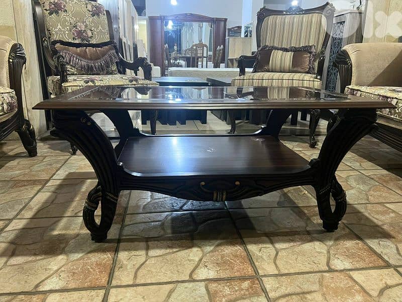 طقم كنبايات خشب زان ست قطع وطاولة 4