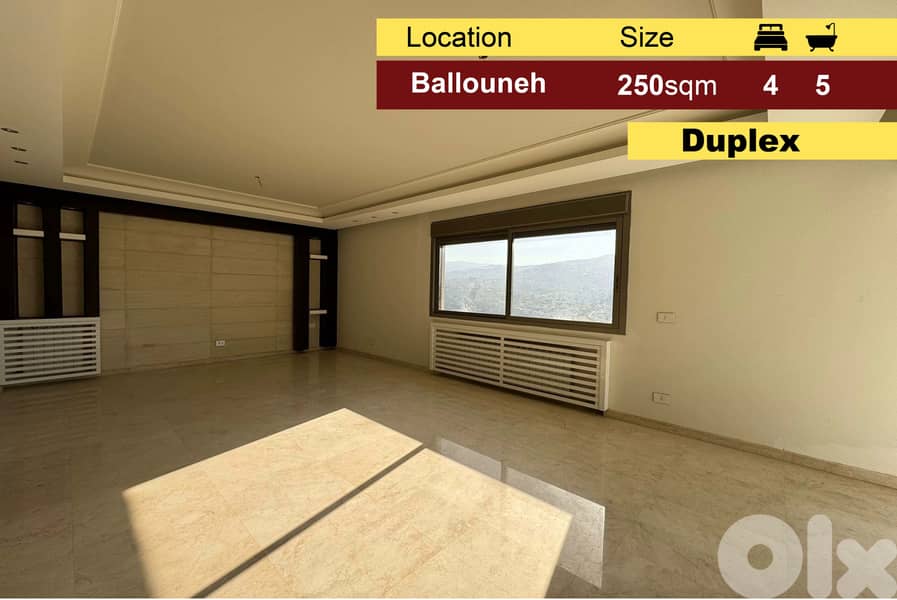 Ballouneh duplex 250m2 | 70m2 Terrace | Brand New | Panoramic View | 0