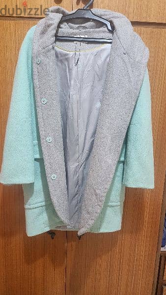 Mint green wool jacket coat petite small 1