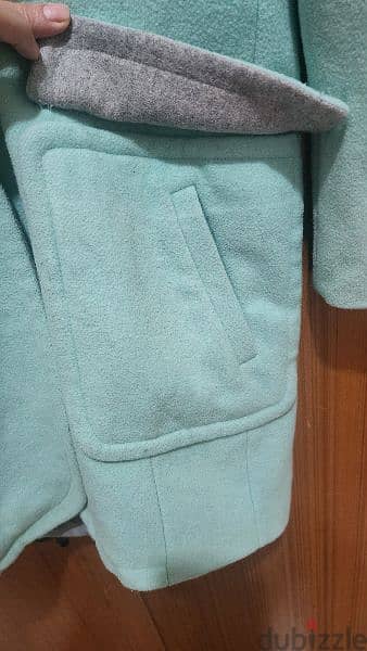 Mint green wool jacket coat petite small 3