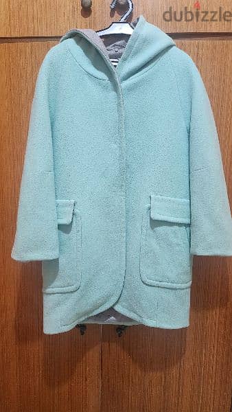 Mint green wool jacket coat petite small