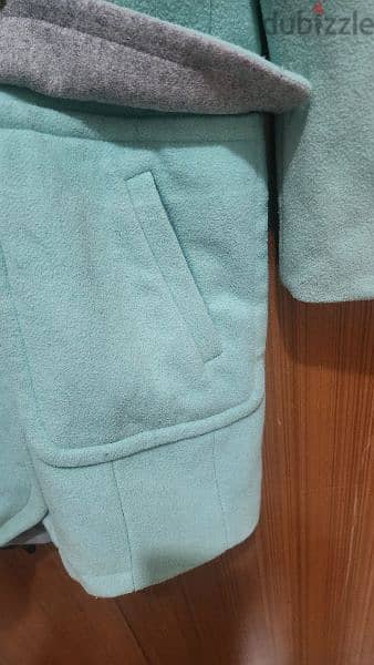 Mint green wool jacket coat petite small 4