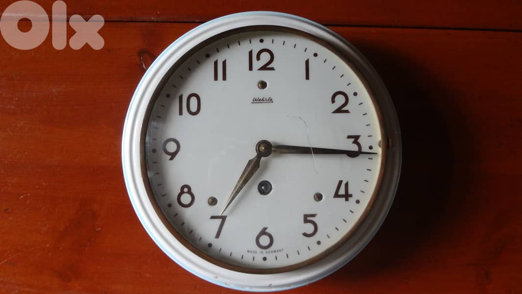 Vintage 60s Wehrle  German ceramic/metal mechanical clock 20 cm workin 0