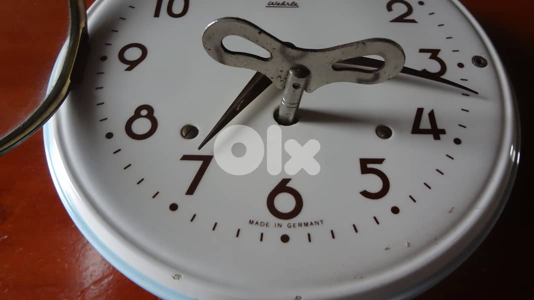 Vintage 60s Wehrle  German ceramic/metal mechanical clock 20 cm workin 1