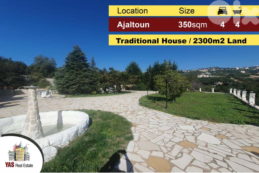 Ajaltoun 350m2 Villa | Traditional House | 2300m2 Land | View | Unique 0