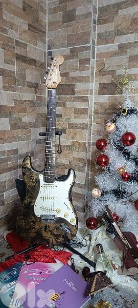 electric guitar with bag and cable and picks free 6