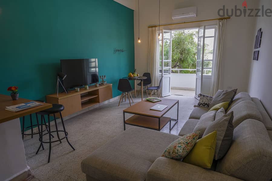 Furnished 2-Bedroom Apartment in Mar Mkhayel شقة مفروشة للاجار 0