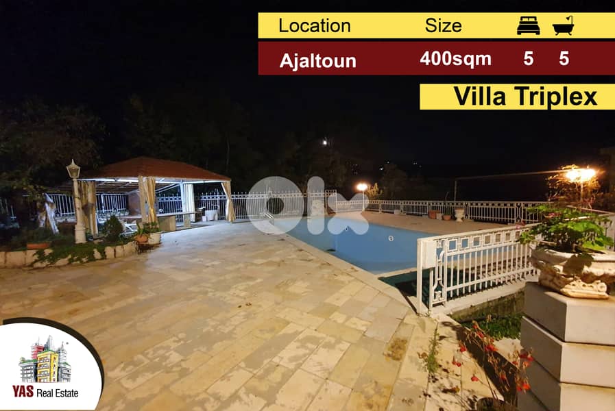 Ajaltoun 400m2 | 600m2 Terrace/Garden/Pool | Villa Triplex | KH 0