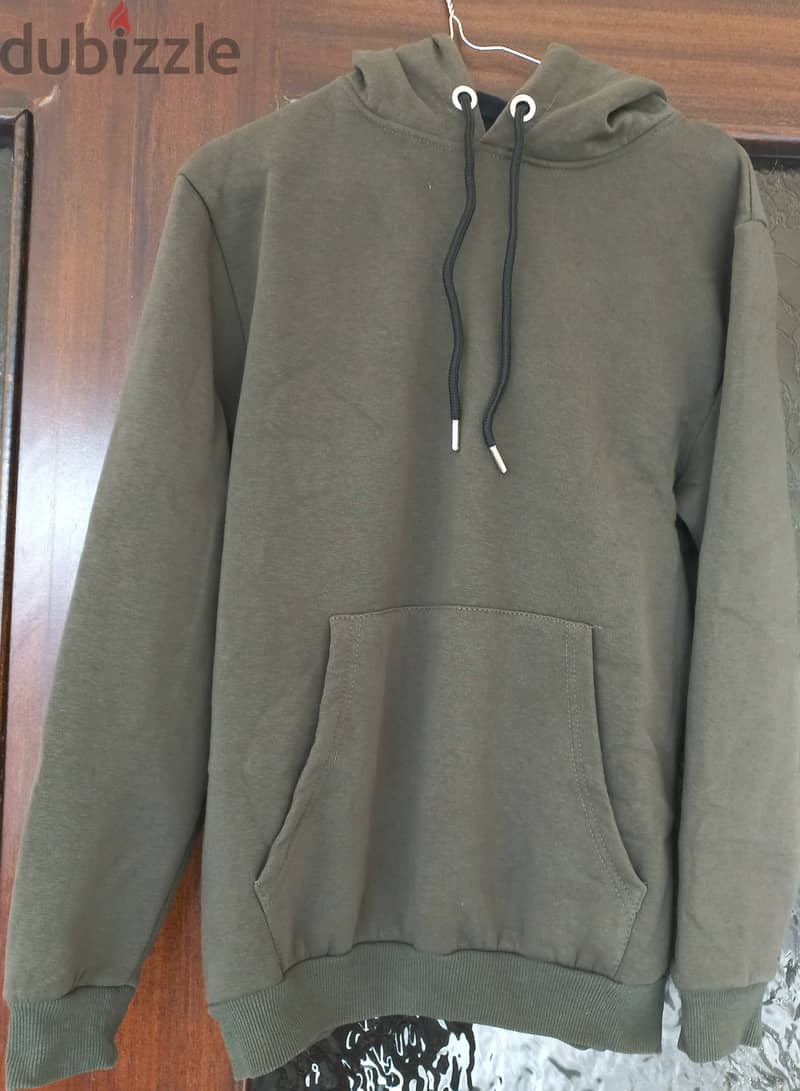 A  Dark Green Hoodie, fleeced inside,made in Turkey 0