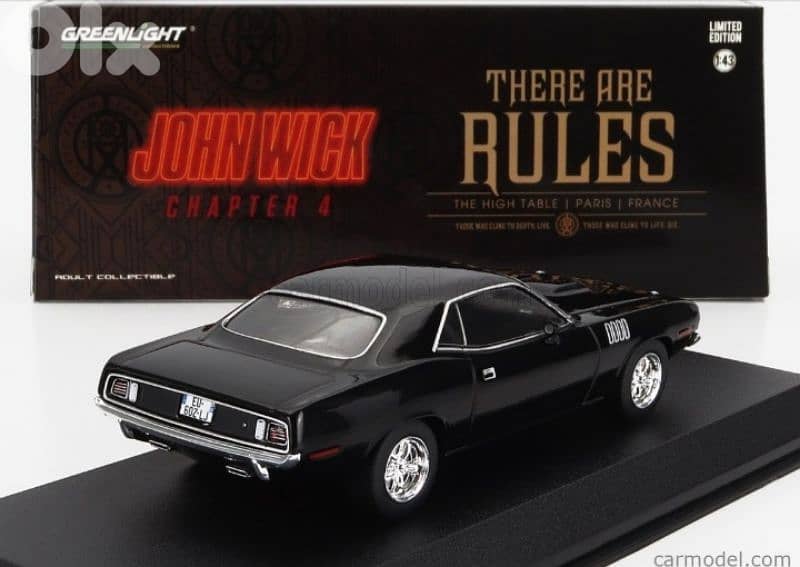 Plymouth Cuda '71 (John Wick Chapter 4)diecast car model 1;43. 4