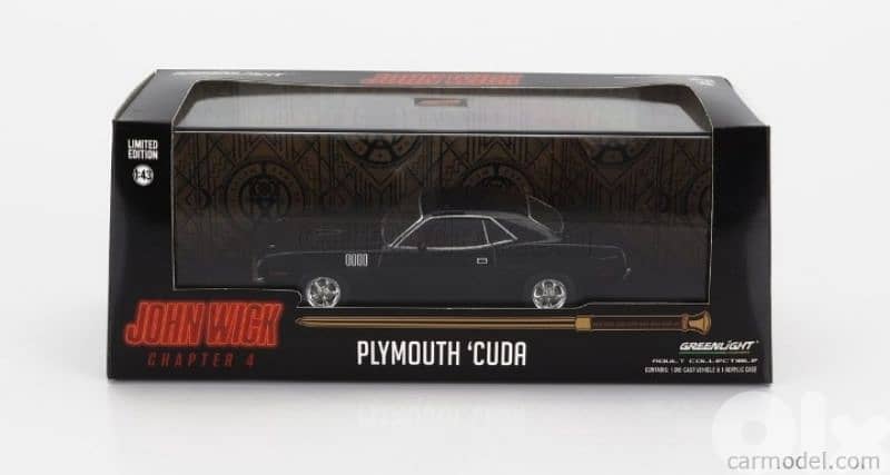Plymouth Cuda '71 (John Wick Chapter 4)diecast car model 1;43. 5