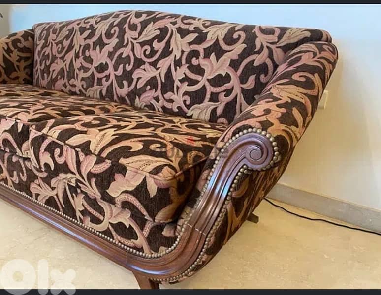 Salon style wood and velvet with 2  armchairs 0