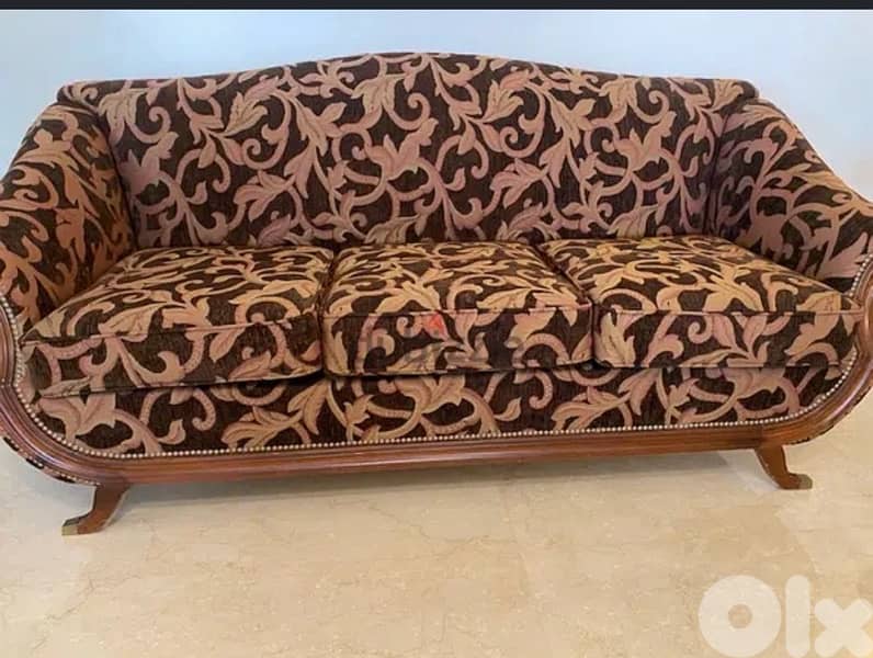 Salon style wood and velvet with 2  armchairs 1