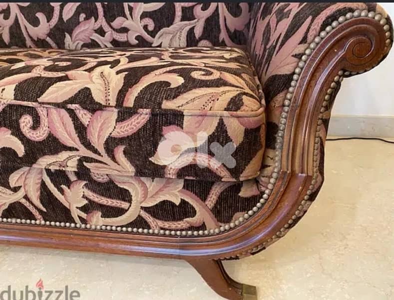 Salon style wood and velvet with 2  armchairs 2