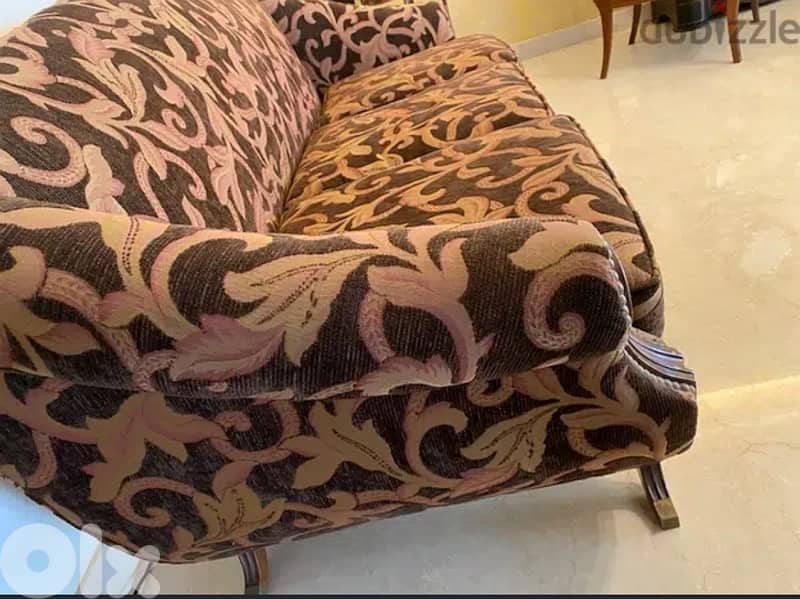 Salon style wood and velvet with 2  armchairs 4