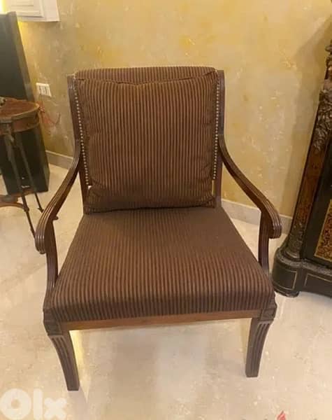 Salon style wood and velvet with 2  armchairs 6
