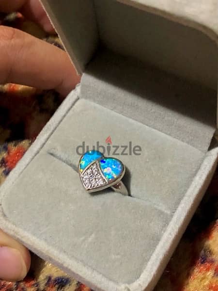 Australian opal and silver  925 ring خاتم اوبال استرالي و فضه 925 0