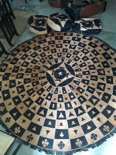 leather carpet with pouff