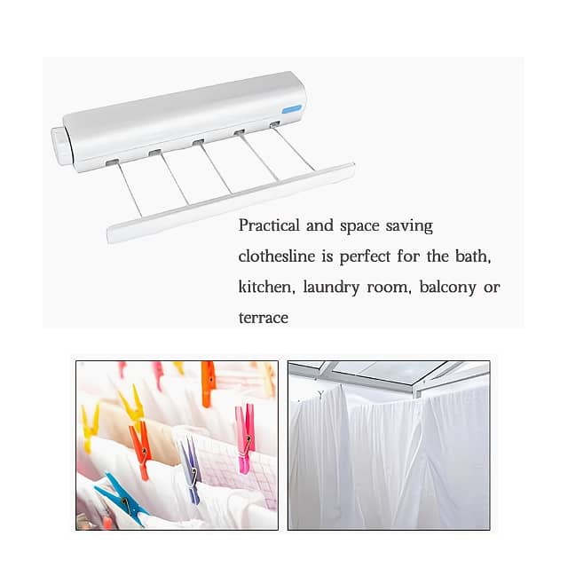 5-Rope Automatic Laundry Clothesline, Retractable Clothes Dryer 3