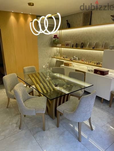 Dining set with 8 chairs and console
