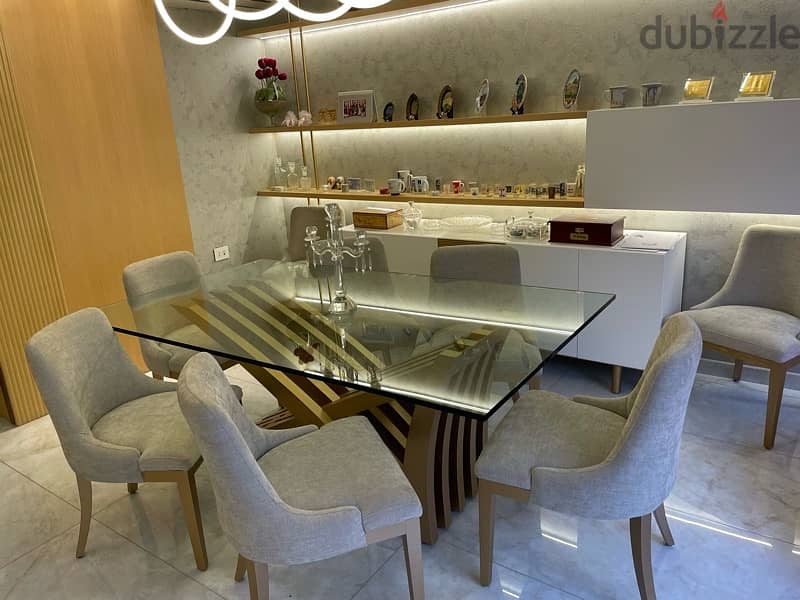 Dining set with 8 chairs and console 2