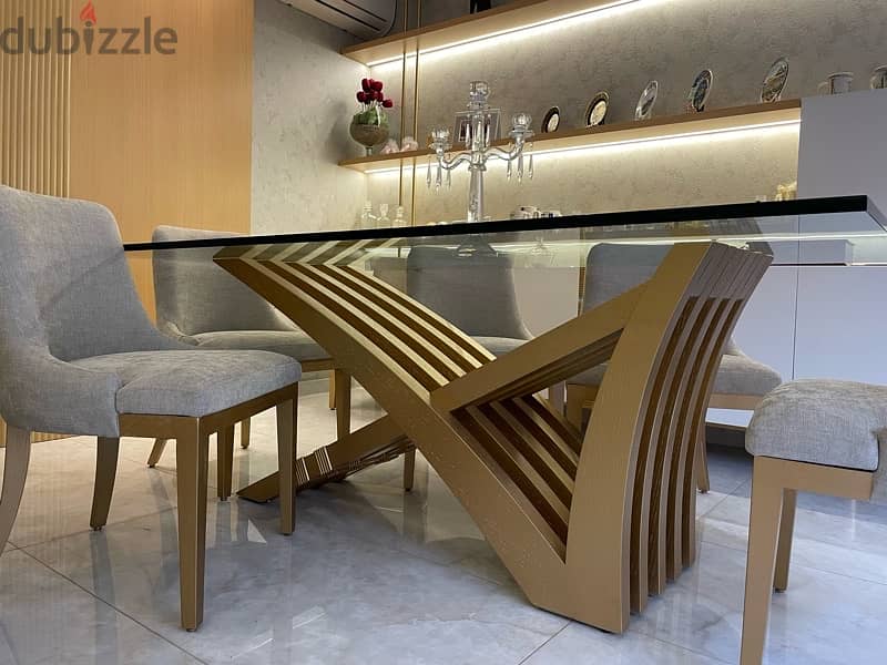 Dining set with 8 chairs and console 3