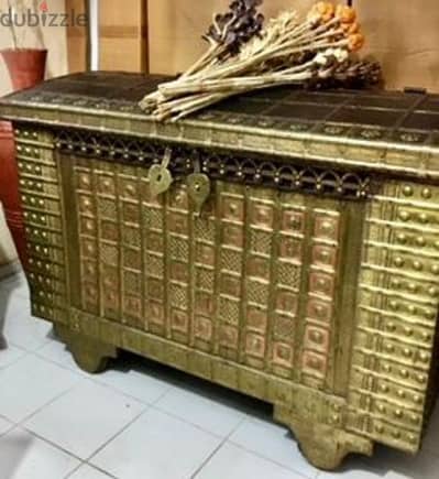 Wooden brass storage chest box